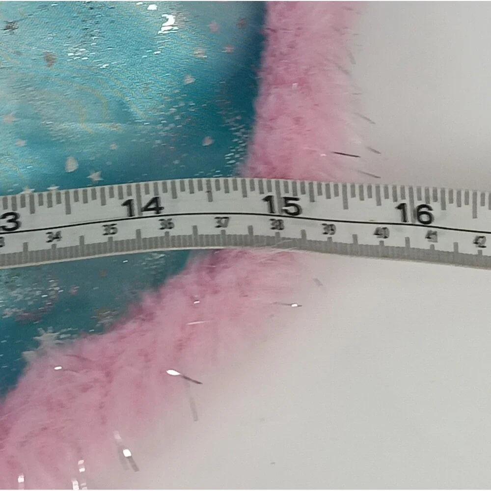 Build a Bear Pink Blue Snowflake Cape Silver Sparkle Bonus Collar Bone Tag